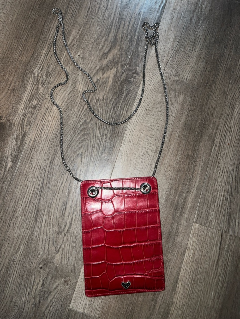 BRIGHTON RED MOC CROC LEATHER CROSS BODY/SHOULDER BAG,